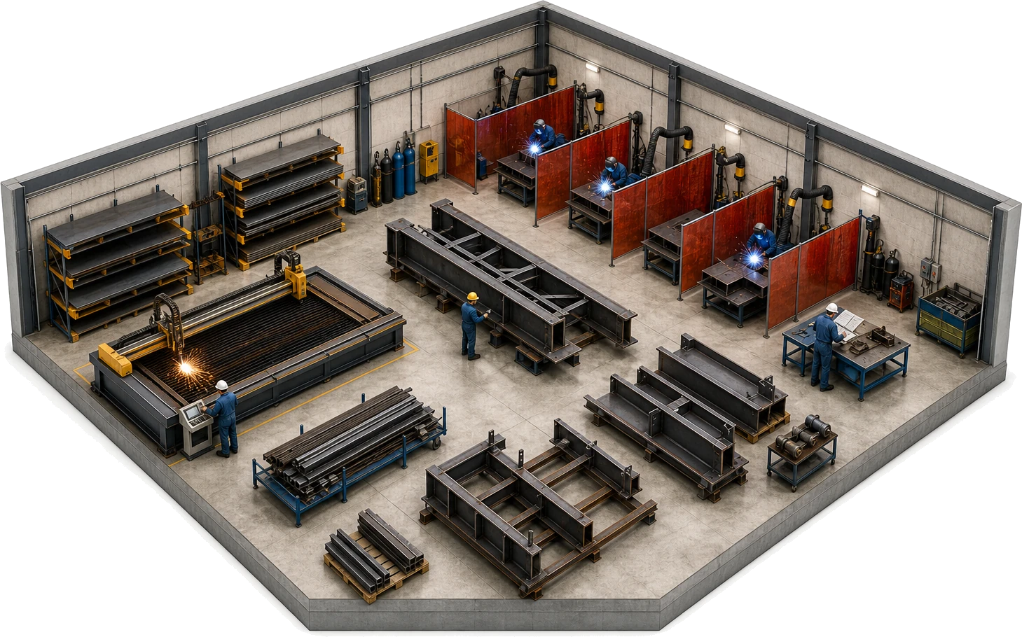 Bird view of an automotive components manufacturing line