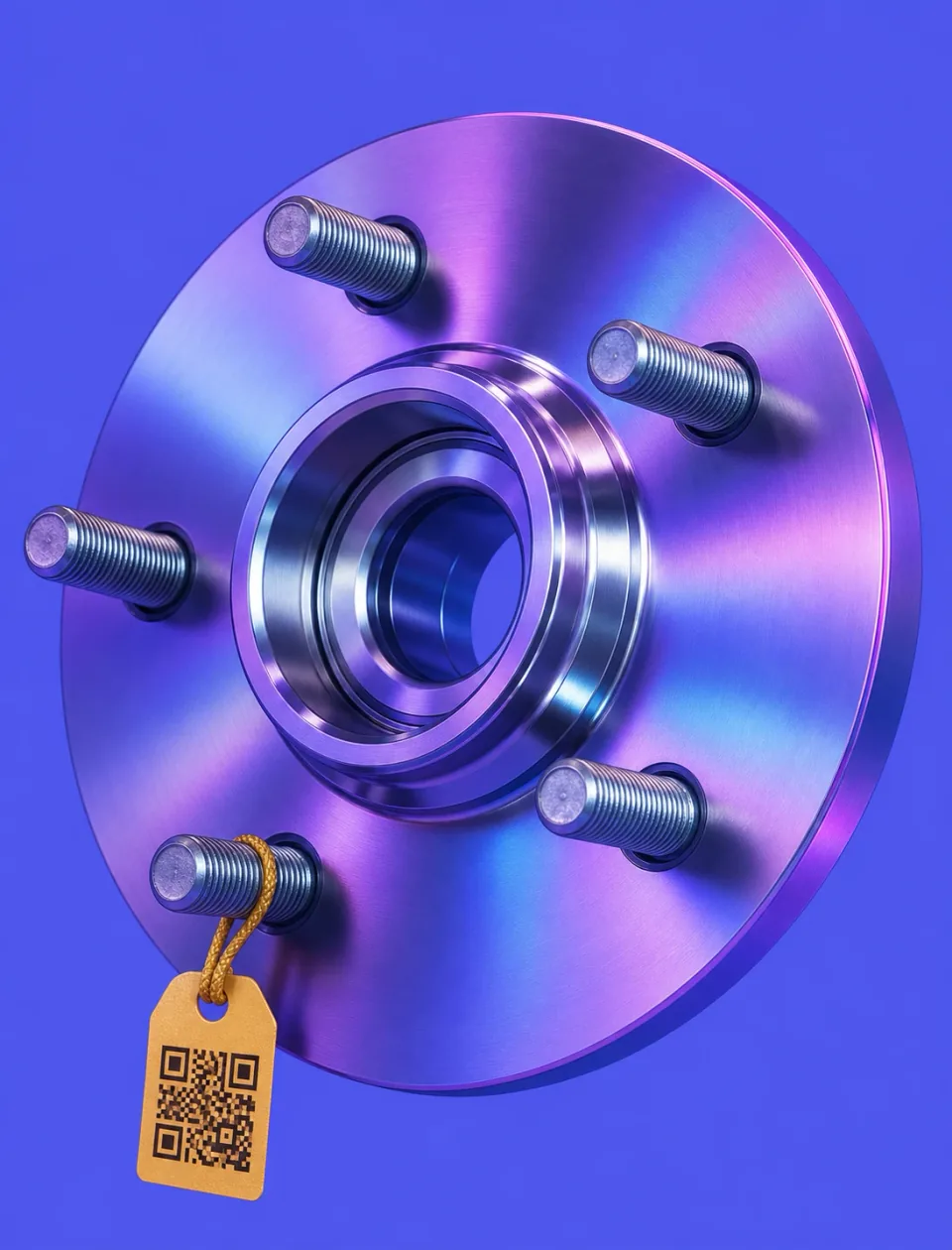 Cobalt 3D render of a machined automotive wheel hub