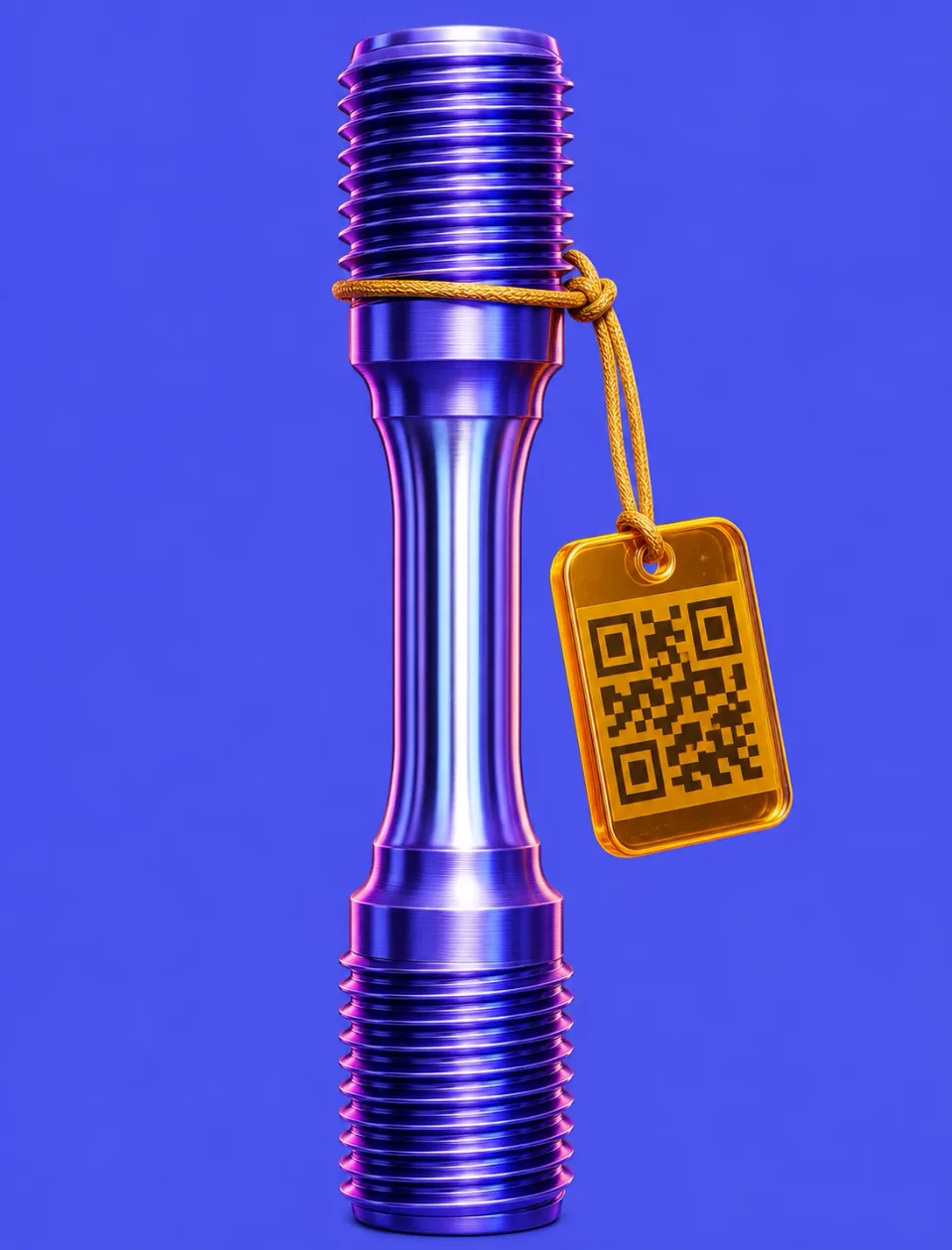 Cobalt 3D render of a tensile specimen with a sample tag