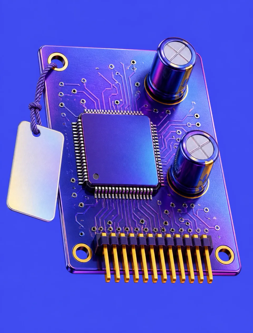 Cobalt 3D render of an assembled circuit board